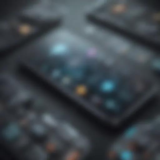 Illustration of a futuristic smartphone with gaming icons