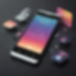 Illustration of a smartphone with trendy Instagram Stories design