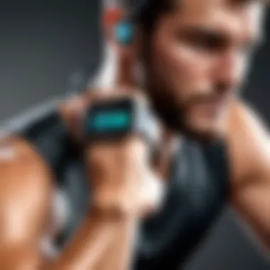 Gamer Utilizing Smartwatch During Fitness Routine A gamer using a smartwatch during a workout