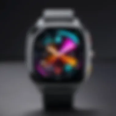 Sleek Gaming Smartwatch with Vibrant Graphics A sleek gaming smartwatch displaying vibrant graphics
