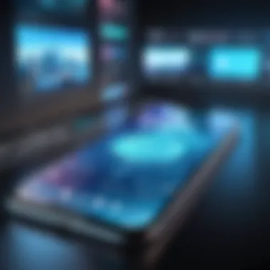 A futuristic depiction of emerging technologies influencing mobile streaming.