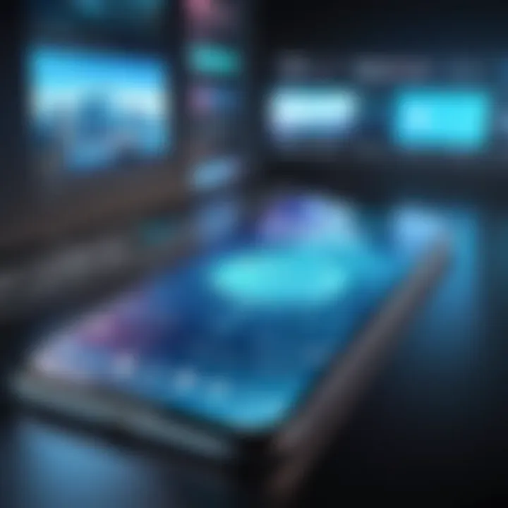 A futuristic depiction of emerging technologies influencing mobile streaming.