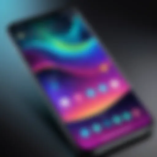 A close-up of a smartphone displaying a vibrant streaming interface.