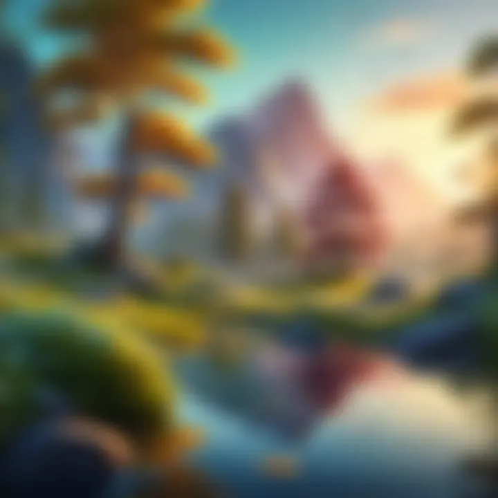 Vibrant animated desktop wallpaper showcasing a serene nature scene