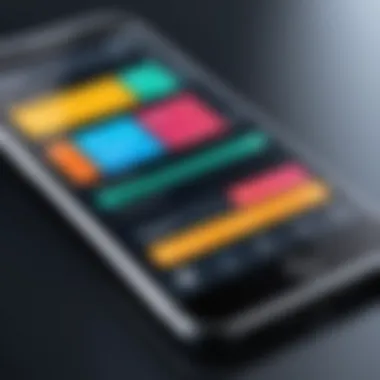 A close-up of a smartphone displaying a user-friendly editing application interface with rich color palettes