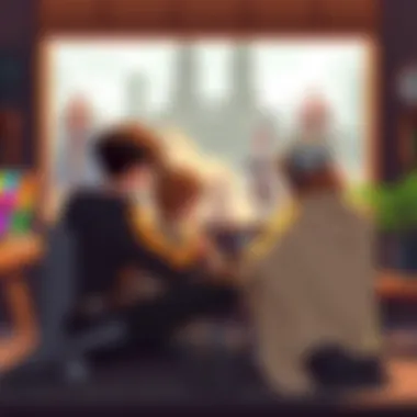 Collaborative Gaming Experience Players collaborating in a digital RPG environment