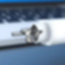 Close-up of a charger with visible damage