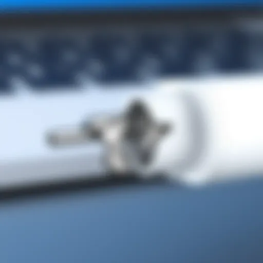 Close-up of a charger with visible damage