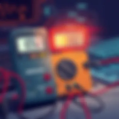 A multimeter testing a charger