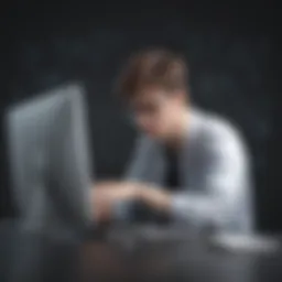 Illustration depicting a person frustrated with a computer screen