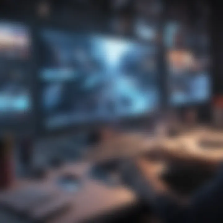 Abstract art of digital anime streaming concept