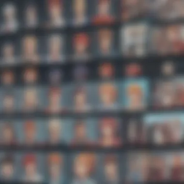 Illustration of diverse anime characters on various screens