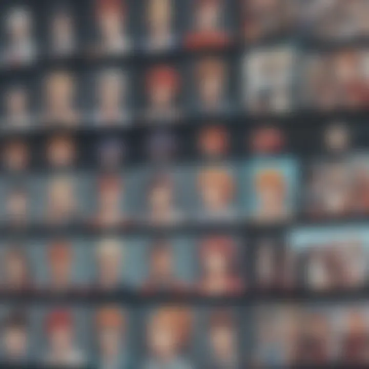 Illustration of diverse anime characters on various screens