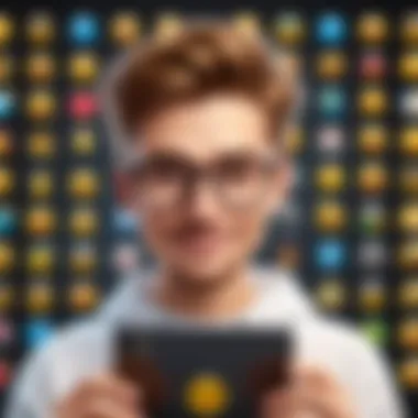 Creative depiction of a tech enthusiast exploring the world of emojis