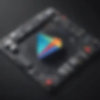 Artistic representation of the Google Play Store logo amidst a digital galaxy