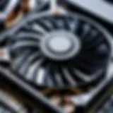 Close-up of a high-performance graphics card fan with visible details