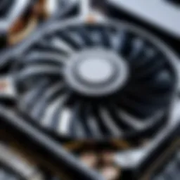 Close-up of a high-performance graphics card fan with visible details