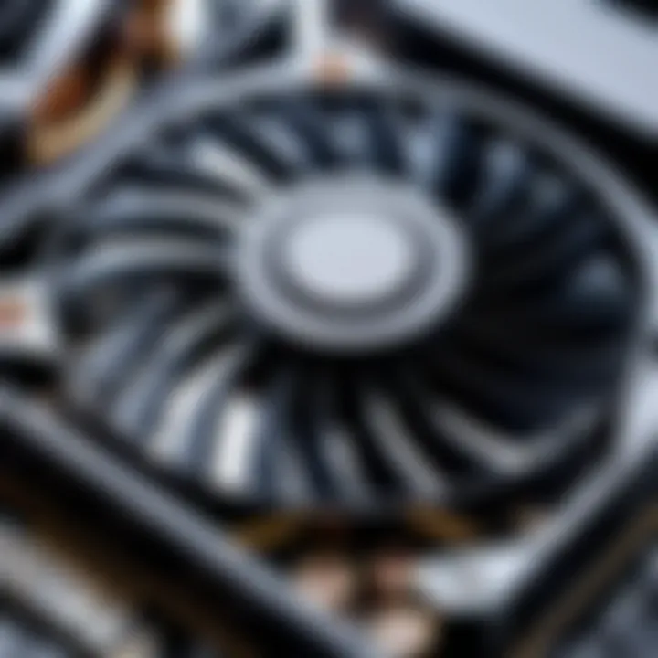 Close-up of a high-performance graphics card fan with visible details