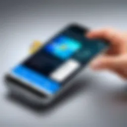 A smartphone displaying NFC technology in action during a transaction.