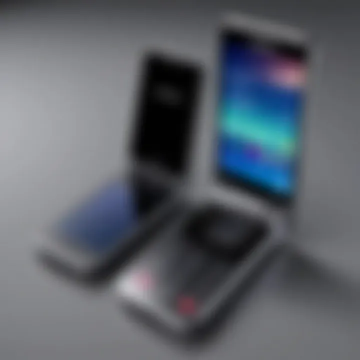 A close-up of a sleek Samsung flip phone showcasing its innovative design