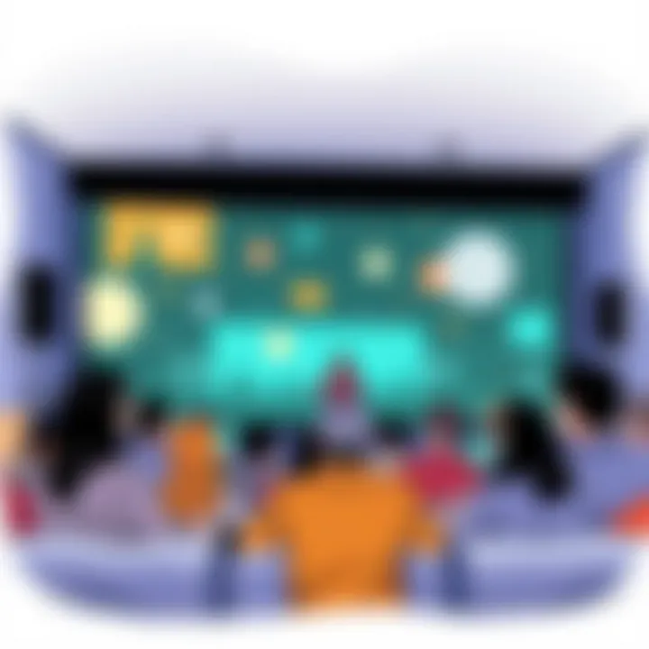 An engaging scene depicting a virtual gathering of users enjoying a film together.