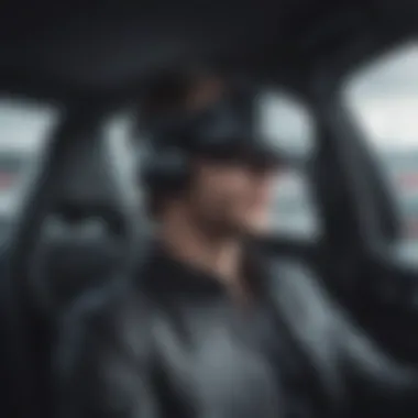 Virtual reality headset immersed in a thrilling car racing simulation