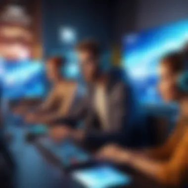 Virtual Social Interactions in Online Gaming Illustration depicting virtual social interactions in an online gaming environment